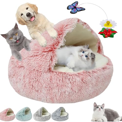 Donubiiu Lapcatz Nest Bed,Lapcatz Bed,Nest Bed,KatzenköRbchen Flauschig,Katzenkissen Waschbar, Katzenkissen,Winter Cozy Cocoon Pet Bed (Pink,60cm) von Donubiiu