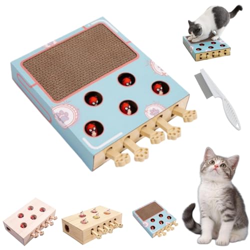 Donubiiu Miaofairy Katzenspielzeug, Whack A Mole Cat Toy, Whack A Mole Katze, Katze Whack Einen Maulwurf, Katze Karton Box, Whack-A-Mole 3-In-1 Cat Scratcher and Toy (A) von Donubiiu