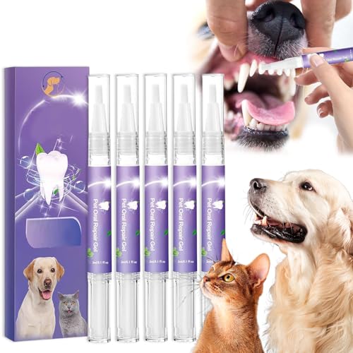 Donubiiu Pet oral Repair Gel Stift für Hunde,Reinigungsstift für Haustier Zahnbürsten,Pet Oral Restorative Gel, Eliminate Breath, Without Brushing (5pcs) von Donubiiu