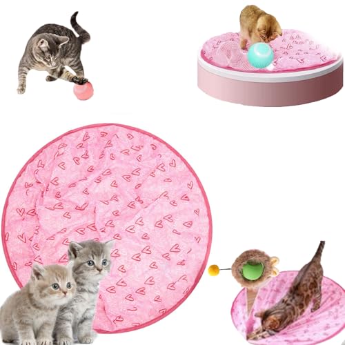 Donubiiu Pfotenjagd Katzenspielzeug,Katzenspielzeug Pfotenjagd,Katzenspielzeug Matte,Spielzeugmatte FüR Katzen,Katzen-Übungsspielzeugmatte (Rosa) von Donubiiu