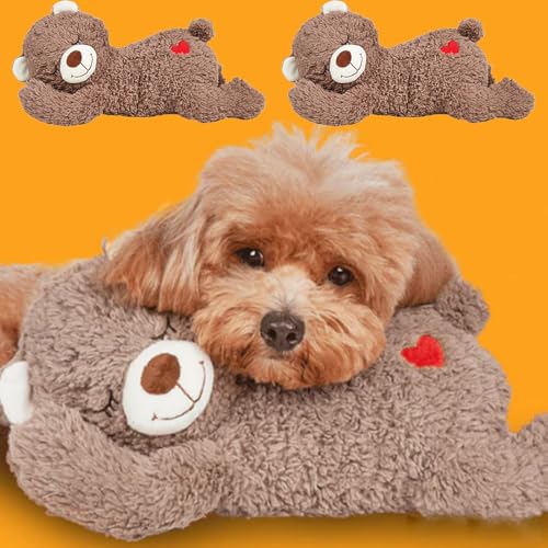 Donubiiu Pfotenmond - KuschelbäRchen,Pfotenmond KuschelbäRchen FüR Hunde,KuschelbäRchen Mit Herzschlag FüR Hunde,Weiches Sensorisches Plush -Haustierspielzeug (2 Pcs) von Donubiiu