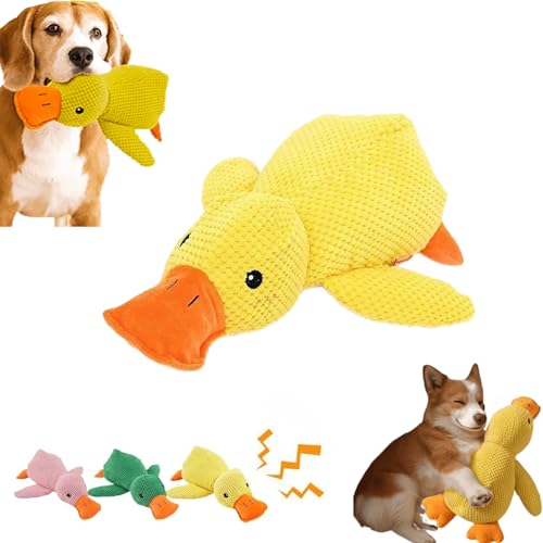 Donubiiu Pfotenstern Anti Stress Ente, Anti Stress Ente Hund,Gelb Quietschspielzeug Interaktives Spielzeug für Hunde, Plüsch Kauspielzeug Für Hund ruhig und ausgeglichen (Gelb-S) von Donubiiu