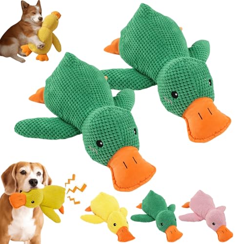 Donubiiu Pfotenstern Anti Stress Ente Hund, Anti Stress Ente Für Hunde, Beruhigende Ente Für Hunde, Hundespielzeug Ente, Interaktives Plüschtier Hundespielzeug Für Kleine Hund (2Pcs-Green) von Donubiiu