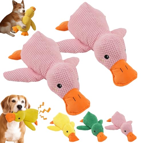 Donubiiu Pfotenstern Anti Stress Ente Hund, Anti Stress Ente Für Hunde, Beruhigende Ente Für Hunde, Hundespielzeug Ente, Interaktives Plüschtier Hundespielzeug Für Kleine Hund (2Pcs-Pink) von Donubiiu