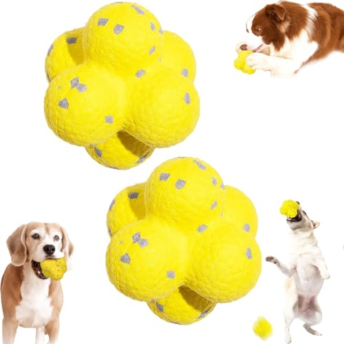 Donubiiu Pfotenstern Kauzauber Ball, Kauzauberball Hund, Pfotenstern Magic Ball,Hundeball-Spielzeug für Aggressive Kauer – Hochspringendes, strapazierfähiges, Leichtes Material (Gelb,2 PCS) von Donubiiu