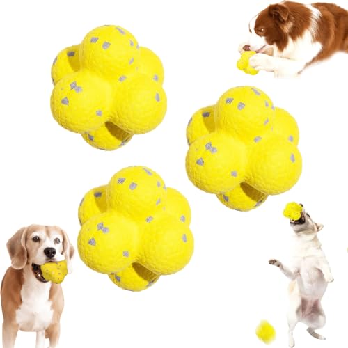 Donubiiu Pfotenstern Kauzauber Ball, Kauzauberball Hund, Pfotenstern Magic Ball,Hundeball-Spielzeug für Aggressive Kauer – Hochspringendes, strapazierfähiges, Leichtes Material (Gelb,3 PCS) von Donubiiu