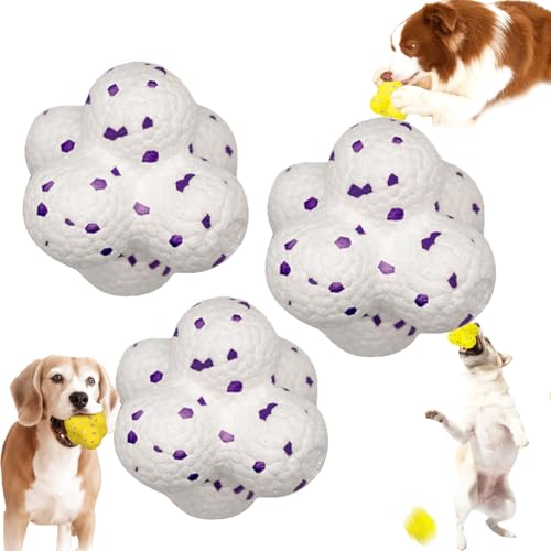 Donubiiu Pfotenstern Kauzauber Ball, Kauzauberball Hund, Pfotenstern Magic Ball,Hundeball-Spielzeug für Aggressive Kauer – Hochspringendes, strapazierfähiges, Leichtes Material (Weiß,3 PCS) von Donubiiu