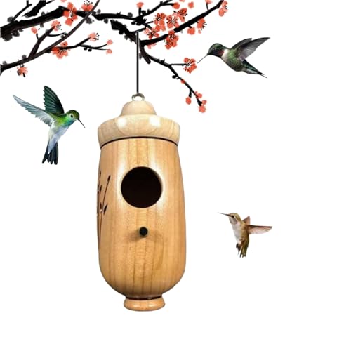 Donubiiu Shirem Wooden Hummingbird House, Libiyi Wooden Hummingbird House, Dotmalls Wooden Hummingbird House, Humming Bird House for Outside Hanging, Humming Bird Houses for Outside (1PCS-C) von Donubiiu