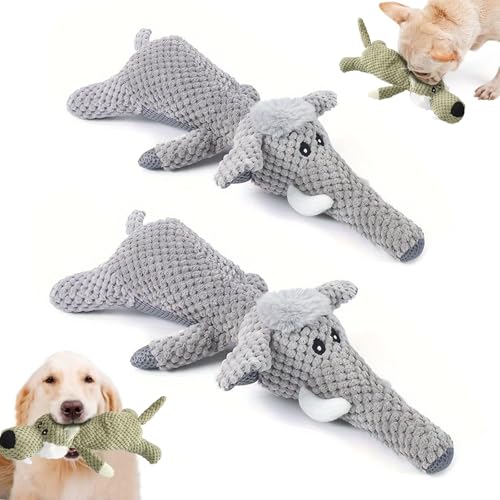 Donubiiu Wowpetsmart Invincible Chewanimals for Heavy Chewers, Wowpetsmart Dog Chew Toys, Durable Plush Dog Chew Toys with Interactive Squeaker, Soft & Cuddly for Dogs (Elephant 2pcs) von Donubiiu