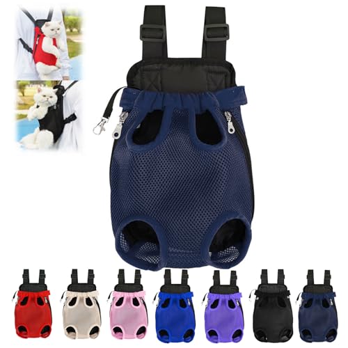 Furry Pawsy Carrier, Furry Pawsy Cat Carrier, Furry Pawsy Cat Backpack, Cat Dog Backpack Carrier, Pet Front Chest Carriers Wearable for Travel Hiking Cycling (Navy Blue,S) von Donubiiu