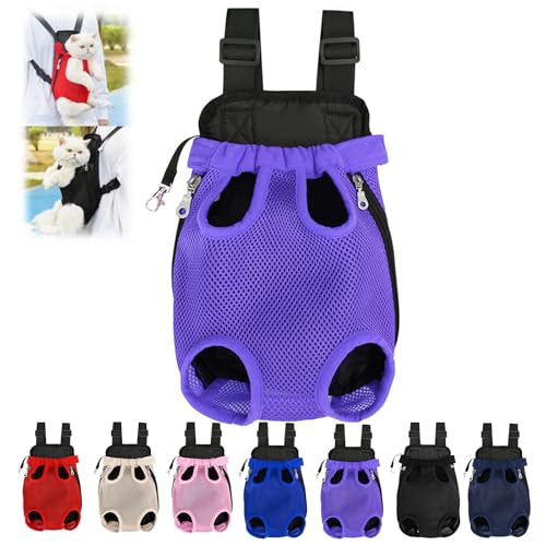 Furry Pawsy Carrier, Furry Pawsy Cat Carrier, Furry Pawsy Cat Backpack, Cat Dog Backpack Carrier, Pet Front Chest Carriers Wearable for Travel Hiking Cycling (Purple,L) von Donubiiu