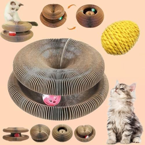 Katzen Wirbel-Katzenwirbel - Katzenwirbel Von Katzenliebling - Magische Orgel Katzenkratzbrett,Kitten Kratzbrett für Junge Katze - Interaktive Kratzunterlage mit Ball (1 pcs) von Donubiiu