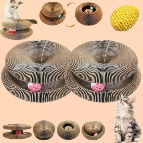 Katzen Wirbel-Katzenwirbel - Katzenwirbel Von Katzenliebling - Magische Orgel Katzenkratzbrett,Kitten Kratzbrett für Junge Katze - Interaktive Kratzunterlage mit Ball (2 pcs) von Donubiiu