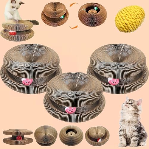 Katzen Wirbel-Katzenwirbel - Katzenwirbel Von Katzenliebling - Magische Orgel Katzenkratzbrett,Kitten Kratzbrett für Junge Katze - Interaktive Kratzunterlage mit Ball (3 pcs) von Donubiiu