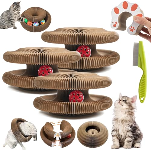 Kitty Curls Cat Toy - 2025 New Kitty Kurls Cat Toy Marlene - Cat Kurlz - Magic Organ Cat Scratch Board - Foldable Accordion Cat Toy - Interactive Scratch Pad Cat Toy for Indoor Cats (3 pcs) von Donubiiu