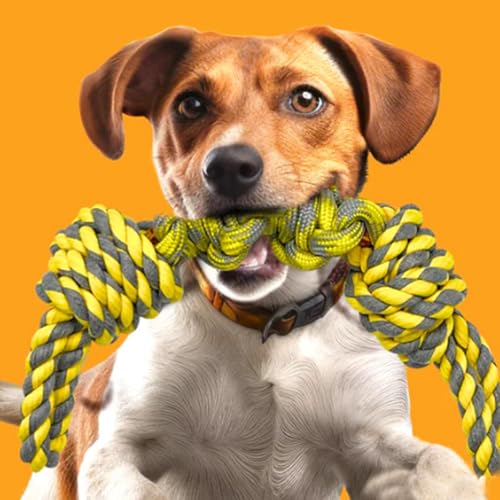 Pfotenmond - Unzerstörbares Hundespieltau - Indestructible Dog Toy Ropes - Robust Toy for Aggressive Chewers and Large and Medium Dog Breeds (Yellow) von Donubiiu