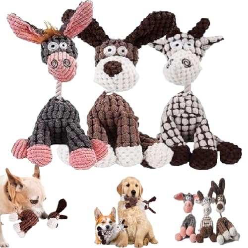 Shirem Bite Buddy, Shirem Bitebuddy, Petsrook Premium Plush Toy Dog, Petsboro Bitebuddy Dog Toy, Donkey Dog Toy Robust Plush, Stuffed Animal Plush Chew Toys with Squeakers (g 3PCS) von Donubiiu