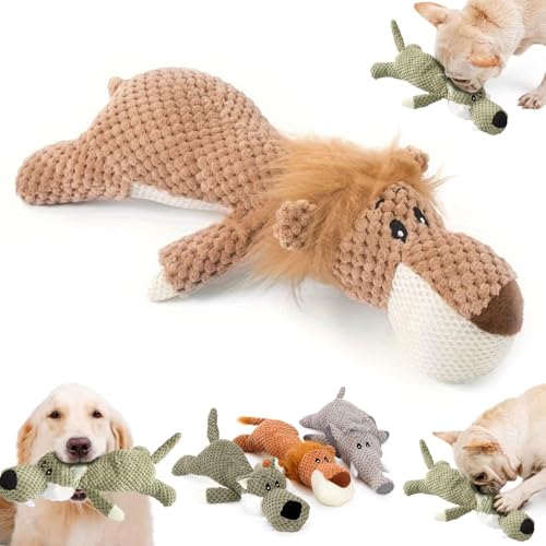 Wowpetsmart Invincible Chewanimals for Heavy Chewers, Wowpetsmart Dog Chew Toys, Durable Plush Dog Chew Toys with Interactive Squeaker, Soft & Cuddly for Dogs (Lion) von Donubiiu