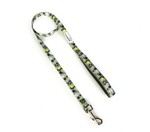 Doodlebone Gepolsterte Leine, Neon-Farbspritzer, 20 mm, Hundekette, Hund Leine von Doodlebone