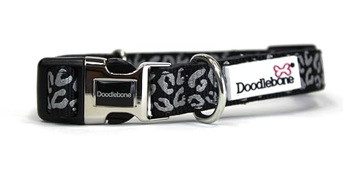 Doodlebone Gepolstertes Halsband, Coal Leopard Reflective, 3-6 von Doodlebone