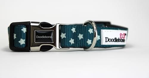 Doodlebone Gepolstertes Halsband, blaugrüne Sterne, leuchten im Dunkeln, Größe 36-45 von Doodlebone