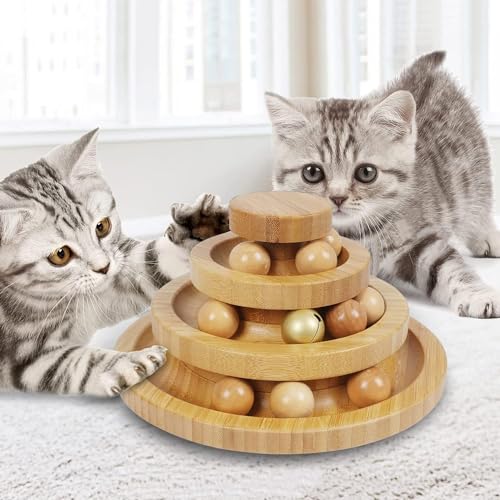 DoogCat Katzenball Track,Cat Ball Toy,Kitty Toys Roller,3-Level Cat Ball Tower with 9 Removable Balls,Interactive Cat Toy,Circle Track DIY Fun Toy for Kitten Mental Physical Exercise von DoogCat