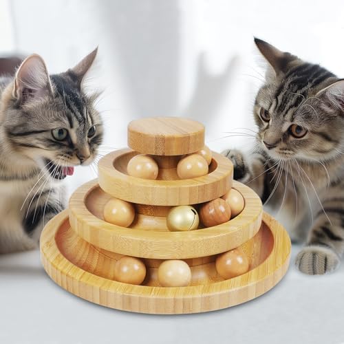 DoogCat Katzenballbahn, Katzenballspielzeug, Kätzchen-Spielzeug, Roller, 3-stufiger Katzenballturm mit 9 abnehmbaren Bällen, interaktives Katzenspielzeug, Kreisbahn, lustiges Spielzeug für Kätzchen, von DoogCat