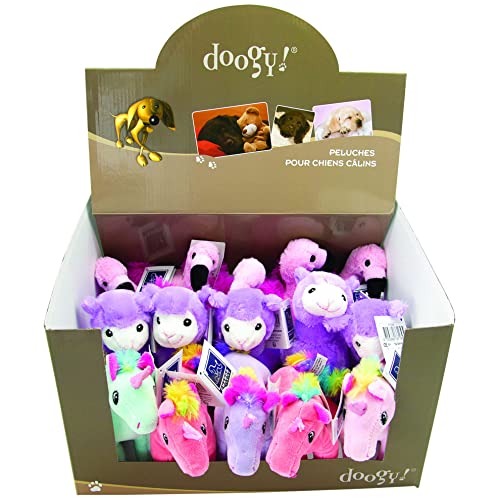 Doogy Display 5 x Einhorn/5 x Flamingo/5 x Lama Hundespielzeug, 15 cm, 15 Stück von Doogy