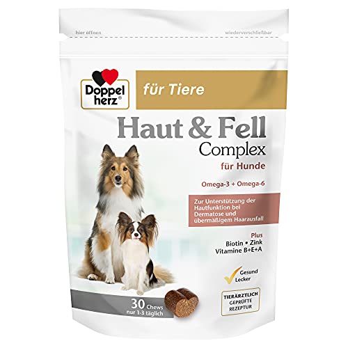 Doppelherz Haut und Fell Complex für Hunde – Mit wichtigen Omega-3 und Omega-6 Fettsäuren – 30 Chews von Doppelherz