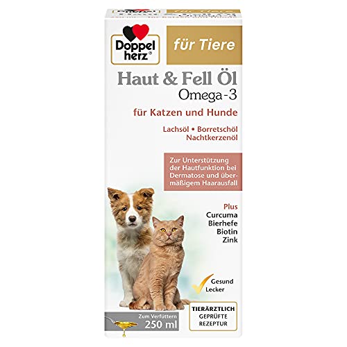 Doppelherz Haut und Fell Öl für Katzen und Hunde – Mit essentiellen Omega- 3 und Omega-6 Fettsäuren – 250ml von Doppelherz