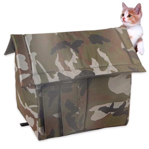 Outdoor Cat House wasserdichte winddichte thermische Oxford -Stoff Wildkatze Schutz mit Etikettschwamm Füllung Reißverschlüsse abnehmbarer Außenkatze Kennelshöfe Tierversorgungen Feral Cat Shelter Ou von Dorccsi