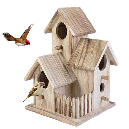 Vogelhäuschen für draußen 3-in-1-Vogelhäuschen aus Holz mit Hintertür, flexibel installierbar, wetterbeständig, Vogelhäuschen für Garten, Veranda oder Baumkrone, Kolibrihäuschen, Vogelhäuschen für dra von Dorccsi