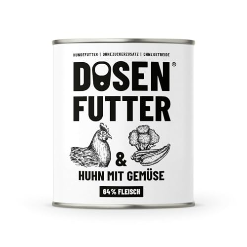 Dosenfutter® RIND MIT GEMÜSE 6x400g | Aus Deutschland | Hoher Fleischanteil | Ohne Getreide | Ohne Zucker | Ohne künstliche Aroma-, Farb- und Konservierungsstoffe (Huhn mit Gemüse 800g) von Dosenfutter