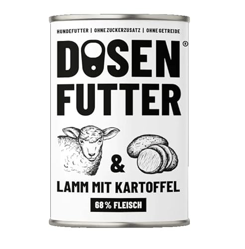 Dosenfutter® RIND MIT GEMÜSE 6x400g | Aus Deutschland | Hoher Fleischanteil | Ohne Getreide | Ohne Zucker | Ohne künstliche Aroma-, Farb- und Konservierungsstoffe (Lamm mit Kartoffel 800g) von Dosenfutter