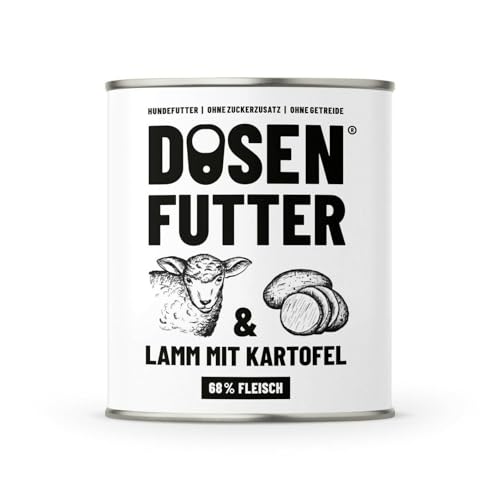 Dosenfutter® RIND MIT GEMÜSE 6x400g | Aus Deutschland | Hoher Fleischanteil | Ohne Getreide | Ohne Zucker | Ohne künstliche Aroma-, Farb- und Konservierungsstoffe (Lamm mit Kartoffel 800g) von Dosenfutter