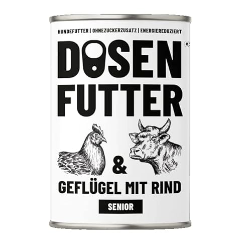 Dosenfutter® RIND MIT GEMÜSE 6x400g | Aus Deutschland | Hoher Fleischanteil | Ohne Getreide | Ohne Zucker | Ohne künstliche Aroma-, Farb- und Konservierungsstoffe (Senior Geflügel & Rind 400g) von Dosenfutter