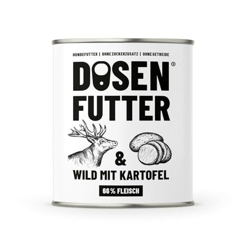 Dosenfutter® RIND MIT GEMÜSE 6x400g | Aus Deutschland | Hoher Fleischanteil | Ohne Getreide | Ohne Zucker | Ohne künstliche Aroma-, Farb- und Konservierungsstoffe (Wild mit Kartoffel 800g) von Dosenfutter