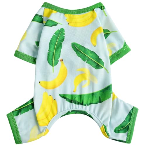 Dosuyi Hunde-Pyjama, Frühling und Sommer, Haustierkleidung für kleine Hunde, Mädchen, Jungen, weich, dehnbar, Welpenkleidung, Katzen-Schlafanzug, Haustier-Jammies-Outfit (grüne Banane, Größe XS) von Dosuyi