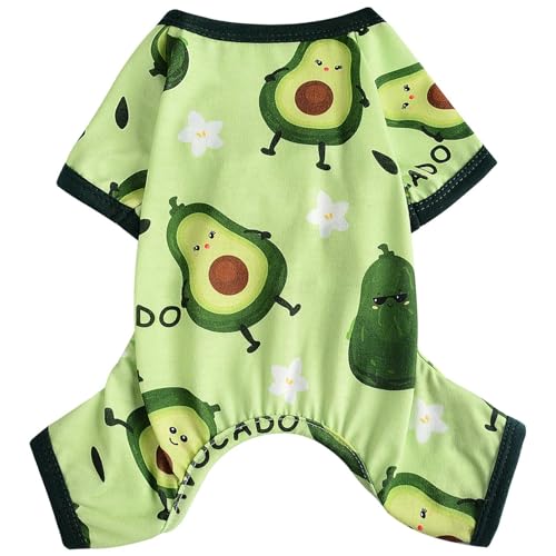 Dosuyi Hunde-Pyjama, Frühling und Sommer, Haustierkleidung für kleine Hunde, Mädchen, Jungen, weich, dehnbar, Welpenkleidung, Katzen-Schlafanzug, Haustier-Jammies-Outfit (Avocado, XL) von Dosuyi