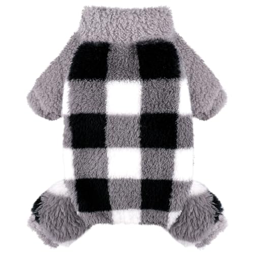 Dosuyi Rollkragen-Hunde-Pyjama für kleine Hunde, Fleece-Hundepullover, Winter, niedlich, kleine Hundekleidung, Welpenbekleidung, Haustier-Jumpsuits, Chihuahua, Yorkie, Katzenkleidung (Grau, Größe S von Dosuyi