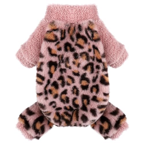 Dosuyi Rollkragen-Hunde-Pyjama für kleine Hunde, Fleece-Hundepullover, Winter, niedlich, kleine Hundekleidung, Welpenbekleidung, Haustier-Jumpsuits, Chihuahua, Yorkie, Katzenkleidung (Rosa, Größe M von Dosuyi