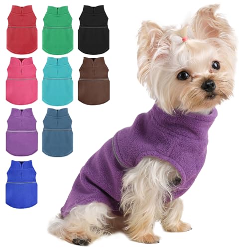 Fleece-Weste, Hundepullover, Winterkleidung für kleine Hunde, Jungen oder Mädchen, warmer Pullover, Fleece-Welpenpullover, weich, dehnbar, warme Weste, Haustierjacke (lila, XXS) von Dosuyi