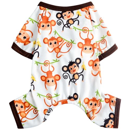 Dosuyi Hunde-Pyjama, Frühlings- und Sommer-Hundekleidung für kleine Hunde, Mädchen, Jungen, weich, dehnbar, Welpenkleidung, Einteiler, Katze, Haustier-Jammies-Outfit (Affe, XL) von Dosuyi