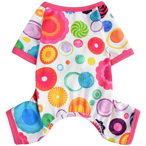 Hunde-Pyjama, Frühlings- und Sommer-Hundekleidung für kleine Hunde, Mädchen, Jungen, weich, dehnbar, Welpenkleidung, Einteiler, Katze, Haustier-Jammies-Outfit (Blume, XS) von Dosuyi