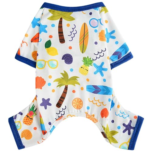 Dosuyi Hunde-Pyjama, Frühling und Sommer, Haustierkleidung für kleine Hunde, Mädchen, Jungen, weich, dehnbar, Welpenkleidung, Katzen-Schlafanzug, Haustier-Jammies-Outfit (Sand, Strand, klein) von Dosuyi