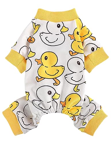 Hunde-Pyjama für kleine Hunde, gelbe Ente, weich, dehnbar, Einteiler, Hundekleidung für kleine Hunde, Mädchen, Haustierbekleidung, XXS Hundekleidung, Welpen-Pjs-Outfit von Dosuyi