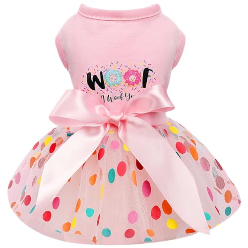 Hundekleidung für kleine Hunde und Mädchen, Frühlings-Haustierkleid, Welpenprinzessin, Tutu, niedlicher Welpe, Tüllkleider, Haustierkleidung, Katzenkleidung, Chihuahua, Yorkshire, Outfits (rosa Donut, von Dosuyi