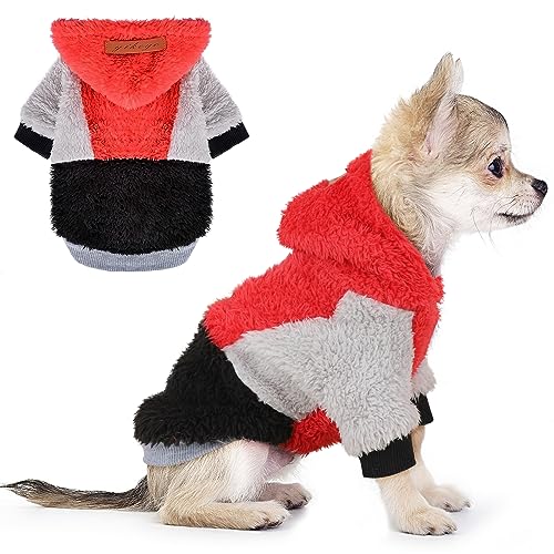 Fleece-Hunde-Kapuzenpullover, Hundepullover für kleine Hunde, Winter, niedlich, warm, Leopardenmuster, Welpen, Chihuahua, Haustier-Sweatshirt für Chihuahua, Yorkie, Teetasse, Katzenbekleidung von Dosuyi