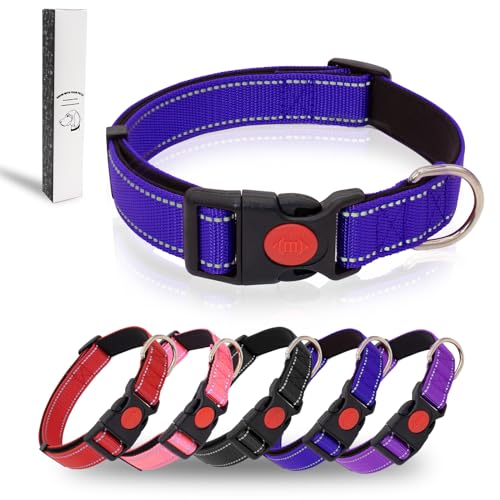 Dote on Hundehalsband, reflektierend, verstellbar, mit weicher Neopren-Polsterung, strapazierfähiges Nylon, Haustierhalsbänder für verschiedene Arten und Größen von Hunden, Größe XL: 45,7 - 71,1 cm von Dote on