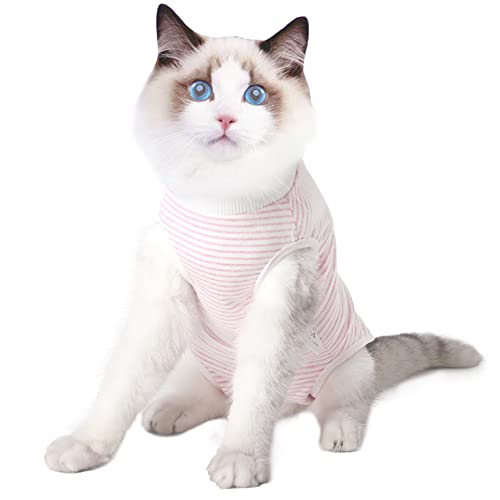 Dotoner Cat Professional Recovery Anzug, chirurgische Erholung Shirt für Bauchwunden Bandagen Kegel Alternative für Katzen nach Operationen medizinischer Anzug weiche Haustierkleidung Indoor(Rosa,L) von Dotoner